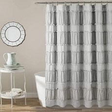 Lush Decor 화이트 노바 주름 샤워 커튼 183 x 183cm(72 72인치) 176588 3582422445