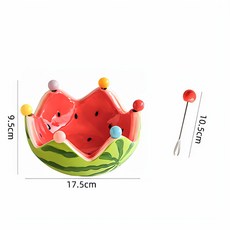 AQWA 西瓜陶瓷水果碗叉套組, 西瓜果叉碗 紅色, 1個