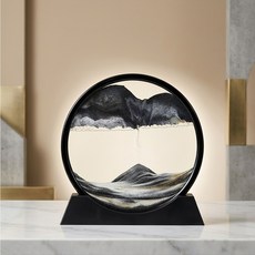 미츠케 3D Quicksand 무빙 샌드아트 모래 액자 흐르는 인테리어 소품 홈 장식품, 1개, 블랙-블랙