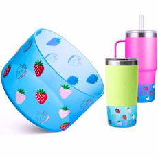 머그 등산 캠핑 겨울 가을 예티 컵용 실리콘 부츠 Yeti 50.8 76.2 76.4 1190.7g20 30 25 35 42온스 램블러 텀블러용 귀여운 프린트 보, 투명 블루