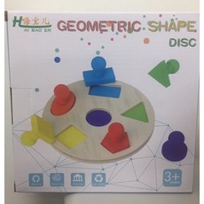 幼兒園教具E2I 蒙特梭利木製幾何形狀認知圓盤，寶寶印章玩具，兒童早教益智教具，形狀配對幾何圓盤, 1個, 彩盒微凹（已折扣、商品完整、自用可選）