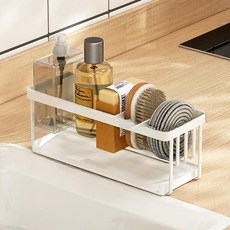 무타공마켓 자동물빠짐 심플 수세미거치대 수세미 걸이 받침대, 화이트, 1개