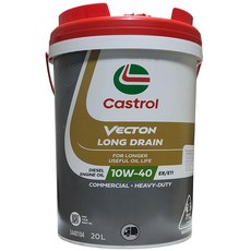 캐스트롤 벡톤 롱드레인 금색 10W40 20L CK-4 E8 100% 합성 장수명 디젤 엔진오일 (리무라 R6 급) 화물차 중장비 트랙터 선박용, 10W-40, 1개