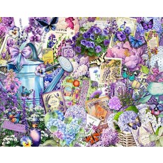 Springbok Purple Passion 성인용 1000피스 직소 퍼즐 - 꽃 콜라주 독특한 컷 피스 미국 제조 135677, Springbok Purple Passion 성인용 1