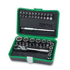 TOPTUL 專業工具組 GADW4501 超小緊湊型迷你棘輪扳手套筒起子頭組, 1個, 工具組
