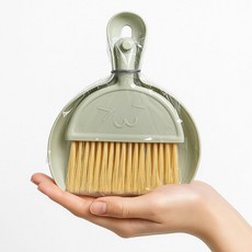 라운드월 스마일 윙크 청소 도구 세트 미니 빗자루 쓰레받기 세트, 1개, 그린