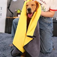 반려동물 고양이 강아지 목욕 물기 제거 속건 극세사 흡수 타월 수건 애견 용품, 1개, 옐로우_M