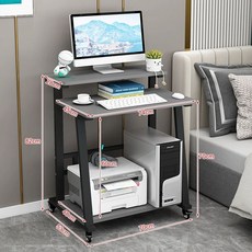 750 원룸 조립식 좁은방 책상 컴퓨터 600 데스크탑, 1개, 블랙 프레임+그레이 74cm