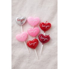 러브유 하트 풍선 생일 파티 케익초 3개입 세트, 1세트, 핑크