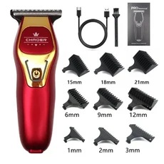 CHAOER A97 전문 남성용 헤어 트리머 기계 미니 무선 클리퍼 0 mm 면도 USB 커팅 머신, 02 Red1-21mm-Box
