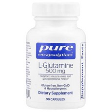 Pure Encapsulations L-Glutamine 500mg Capsules 퓨어 인캡슐레이션 L-글루타민 500mg 캡슐, 2개, 90정