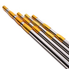 스테인레스 다용도 낚시 은막대 폴대 갯바위 유터 뜰채대 골든 5m 5단, 실버 1.5m 3단