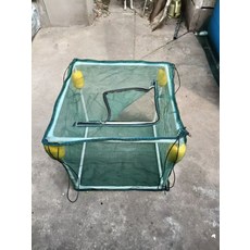 물고기 사육용 그물망 부력 케이지 양식장 그물, 이중 프레임 50x50x50cm 덮개 하드 플로트