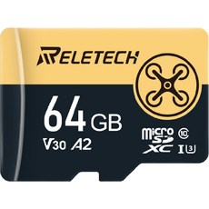 어댑터가 장착된 64GB TF 카드 메모리 4K 카메라 프로 스마트폰용 A2 V30 고프로 액션 캠 UHD 비디오 닌텐도 스위치용 최대 70MBs UHSI U3 C0 클래스 0블랙, Red-64GB