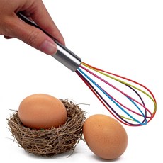 실리콘 거품기 25cm 무지개색 휘퍼 위스크 에그비터 달걀 계란 베이킹 10인치 손 수동 핸드, 1개
