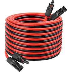 10 AWG 태양광 연장 케이블 100FT 태양광 패널 와이어 태양광 패널 자동차 RV 보트 야외용 남녀 커넥터 병렬 주석 구리 와이어, 10AWG 30FT, NO-SLEEVE