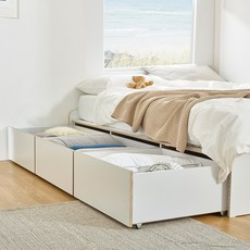 트루베퍼니처 누보 무헤드 수납침대 벙커 높은 프레임 SS/Q (기본서랍/빅서랍), 빅서랍형 화이트자작엣지