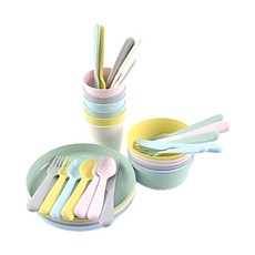 FW 플라스틱 식기세트 다회용 수저 그릇 접시 컵 캠핑 파티, 접시6개, 1세트