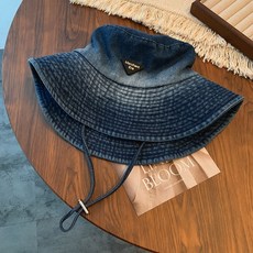 水洗牛仔漁夫帽 寬簷遮陽帽, 深藍色,均碼