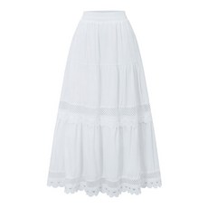 르샵 레이스 셔링 캉캉 펀칭 롱 스커트 DQ2WH024A