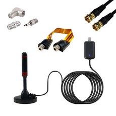 s-ant50 휴대용 디지털 안테나 TV 액세서리 실내 실외 지상파 자석 안테나 캠핑카 야외 실내 텐트, 2.SJ0019 RF{F}-RF{F} 안테나 연장젠더, 1개