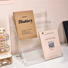 책장 계단 조절 진열대 그림책 계단선반 책, 1단, 3층 책 수납 선반 - 계단 높이 조절