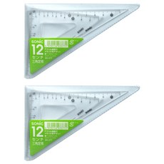 SONIC 삼각자 12cm 스쿨 타입 2개입, 클리어, 2개