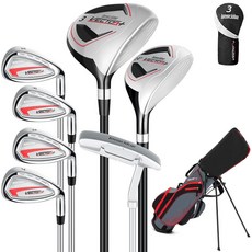 남성 골프채 풀세트 오른손용 8/10피스 + 초경량 스탠드백, 빨간색