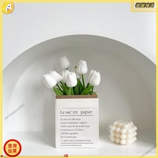 北歐仿真鬱金香假花花束 小清新客廳餐桌裝飾花 野餐拍照擺拍道具 居家園藝裝飾, 香檳,二支, 1個