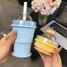 다기능 하이볼 얼음틀 실리콘 아이스메이커 접이식 아이스하키컵 6CM 빨대 포함, 파란색 접이식*1개 파란색 접이식*1개