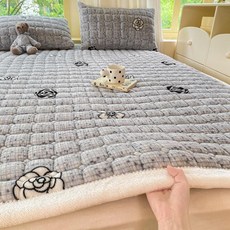 겨울 매트리스 토퍼 접이식 방지 미끄럼 따뜻한, 1cm, 카멜리아