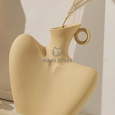 [오마누] 꽃꽂이 꽃화병 화병 조각상 도자기 꽃병 옐로우