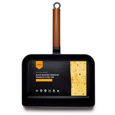 바이마르 블랙 우드핸들 인덕션 호환 IH 직사각 계란말이 프라이팬, 1개, 29cm