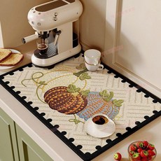 廚房檯面瀝水墊 雲朵波點南瓜 咖啡機墊 保護墊 硅藻泥吸水墊, 1個, 方形波點南瓜【2.5代升級硅藻泥】,40*50cm【守護桌面】