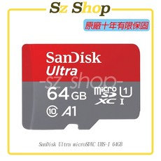 SanDisk Ultra microSDXC UHS-I (A1) 記憶卡, 1個, 64GB Ultra 紅灰卡