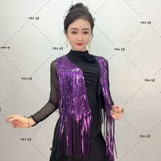 댄스복 라틴 조끼 반짝이 스팽글 상의 화려한 아랑 고고 살사 단체복 빅사이즈 줌바 댄스티 합창단 라인