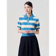 브랜드정품 에잇세컨즈 8SECONDS 칼라넥 컬러 블록 반소매 풀오버 블루 (324251LY5P) 286253