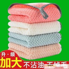 廚房抹布不沾油洗碗布巾可掛式百潔布清潔布吸水不掉毛擦桌擦手巾, 1個, 普通款：薄款不耐用【1條】吸水性差,包邊抹布（吸水性強）不粘油不掉毛