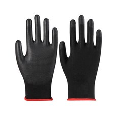 超耐磨PU塗掌工作手套 - 防靜電防油 舒適透氣防滑手套, 12套, PU塗掌手套小號【黑色】, 【黑色】