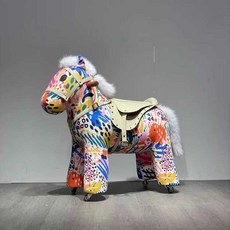 승마장난감 바퀴가 달린 말장난감 말타기 목마 흔들말, 1개, 32. 그래피티 2