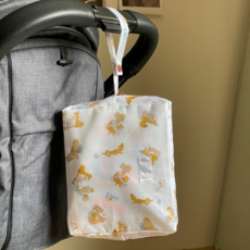 可愛動物圖案嬰兒車尿布收納袋 輕巧多功能尿布整理袋 方便攜帶 收納空間, 狐狸樂園, 1個