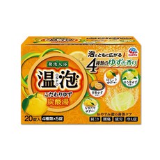 日本Earth地球製藥 溫泡ONPO溫泉潤澤香氛碳酸發泡入浴劑20錠/盒, 柚香(橘), 1個, 約45g