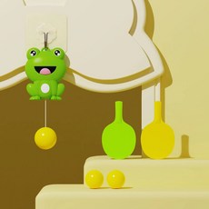 懸掛萌蛙乒乓球訓練器家用兒童親子感統鍛鍊視力註意力手摸高健身 乒乓球 乒乓球拍 初學者球拍, 【萌蛙-】2拍3球, 1個