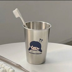 不銹鋼問號男孩女孩洗漱杯可愛簡約大方家用刷牙, 問號女孩【一個】, 1個