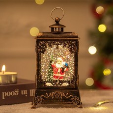 MTAO 聖誕節裝飾品小夜燈水晶球雪花燈，聖誕桌面擺件，營造溫馨浪漫的節日氣氛, 小新款雕花扁老人