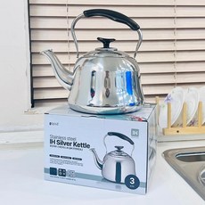 맑은하루 스텐 IH 인덕션 실버 주전자 3L, 가지고 다닐 수 있는