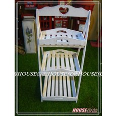 House傢飾 zakka鄉村風復古洗白愛心木製花台/花架/置物架(6218) 限量款, 3層