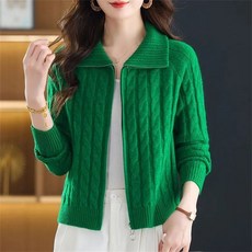 TKX 여성 집업 가디건 고급스러운 니트 따뜻한 캐시미어 소재 긴소매 가을 겨울 필수 아이템 KD97