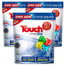 터치 프리미엄 초고농축 캡슐세제 딥블루 국내생산 에이프릴향, 3개, 100개입