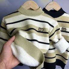 男童一體絨毛衣秋冬季兒童打底衫圓領內搭加絨加厚針織衫